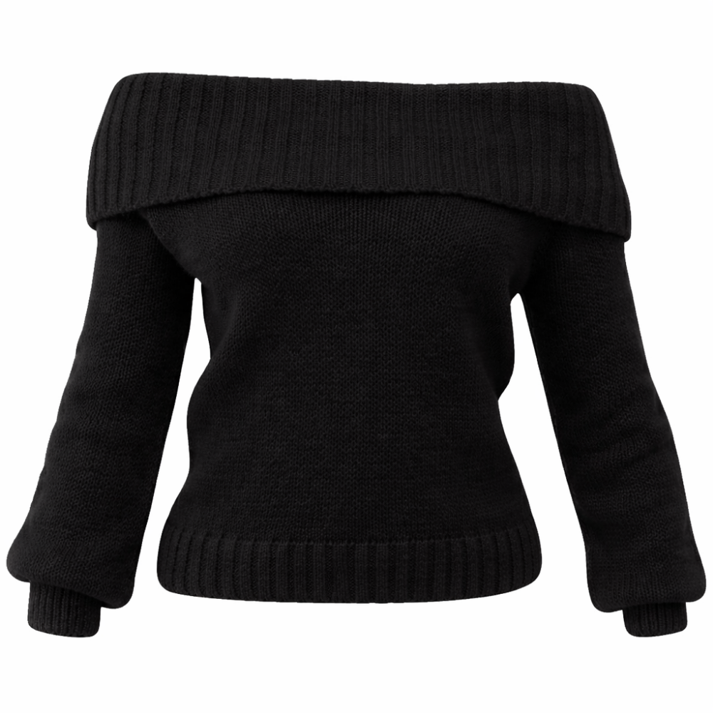 Off-Shoulder Vikt Stickad Tröja