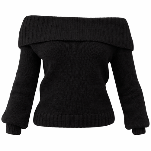 Off-Shoulder Vikt Stickad Tröja