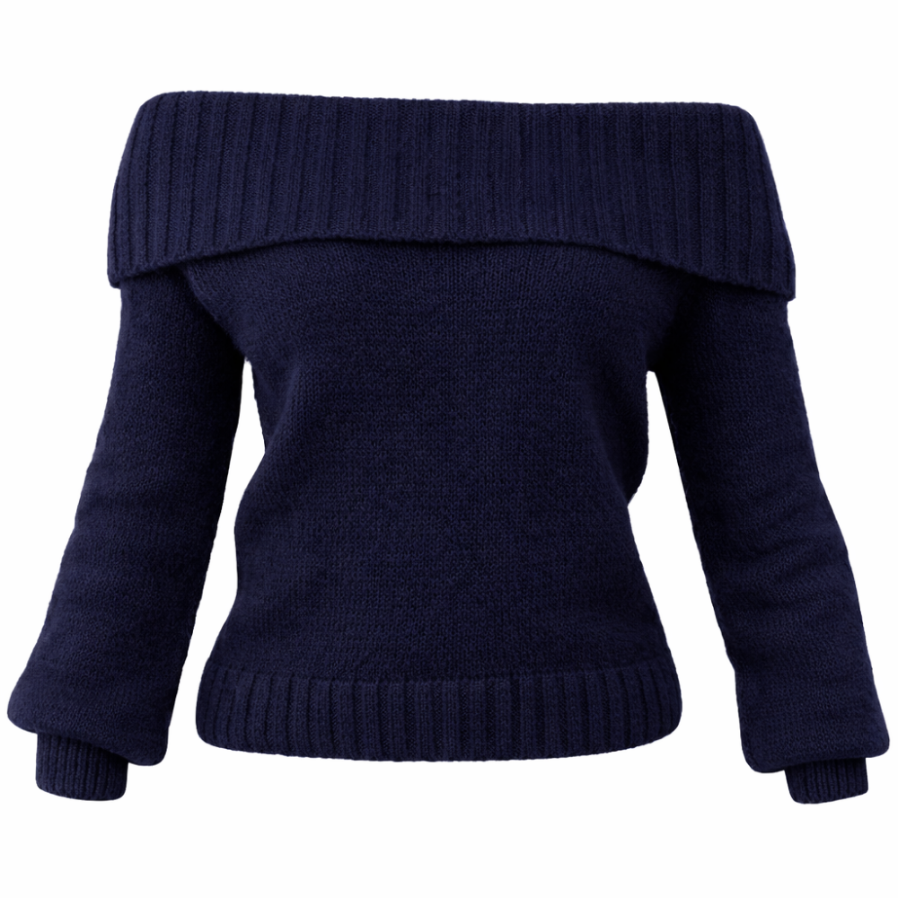 Off-Shoulder Vikt Stickad Tröja