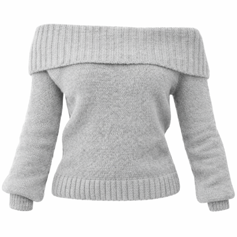 Off-Shoulder Vikt Stickad Tröja