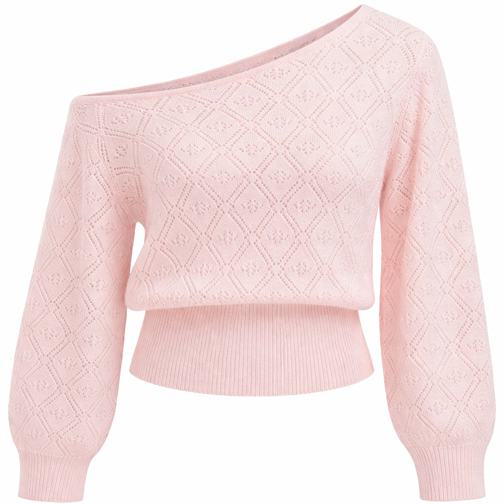 Stickad Pointelle-tröja med en axel