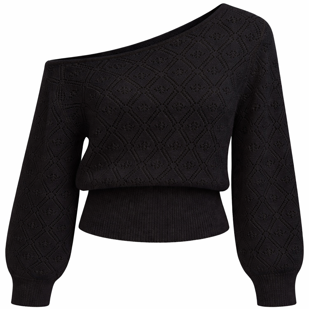 Stickad Pointelle-tröja med en axel